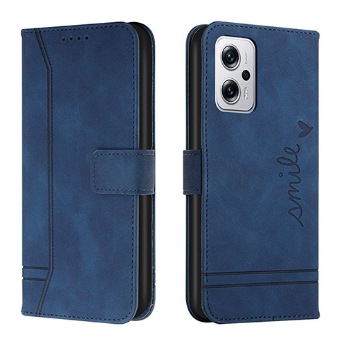 Leather Case Stands Flip Cover Holder H01X for Xiaomi Poco X4 GT 5G Blue