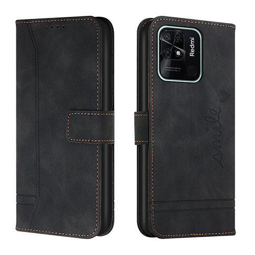 Leather Case Stands Flip Cover Holder H01X for Xiaomi Redmi 10 India Black