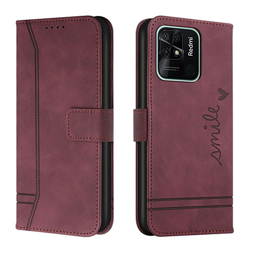 Leather Case Stands Flip Cover Holder H01X for Xiaomi Redmi 10 Power Red