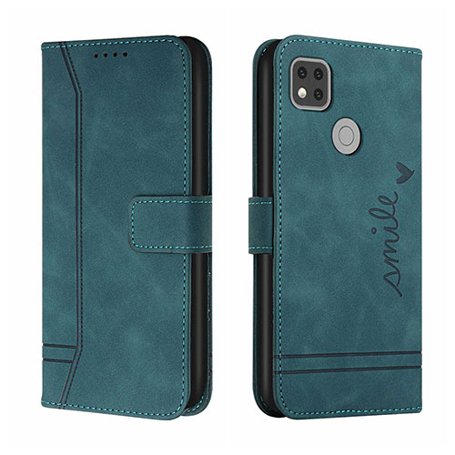 Leather Case Stands Flip Cover Holder H01X for Xiaomi Redmi 10A 4G Green