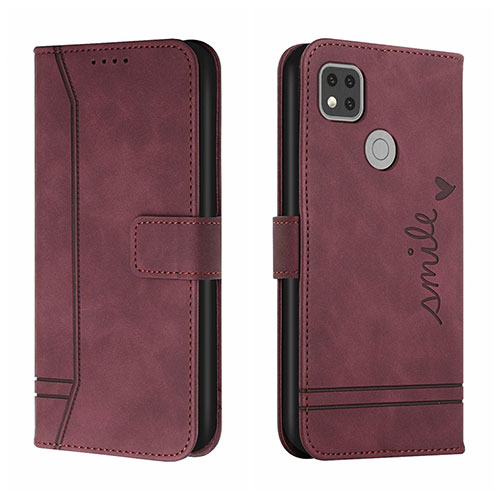 Leather Case Stands Flip Cover Holder H01X for Xiaomi Redmi 10A 4G Red