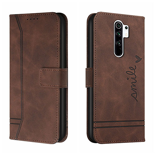 Leather Case Stands Flip Cover Holder H01X for Xiaomi Redmi 9 Prime India Brown