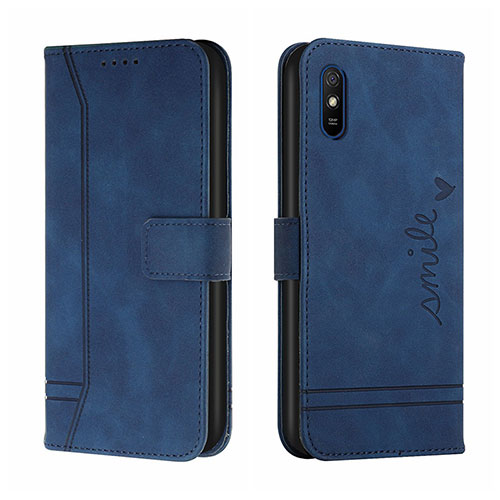 Leather Case Stands Flip Cover Holder H01X for Xiaomi Redmi 9i Blue