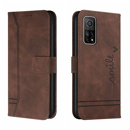 Leather Case Stands Flip Cover Holder H01X for Xiaomi Redmi K30S 5G Brown