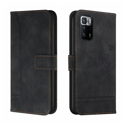 Leather Case Stands Flip Cover Holder H01X for Xiaomi Redmi Note 10 Pro 5G Black