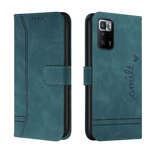 Leather Case Stands Flip Cover Holder H01X for Xiaomi Redmi Note 10 Pro 5G Green