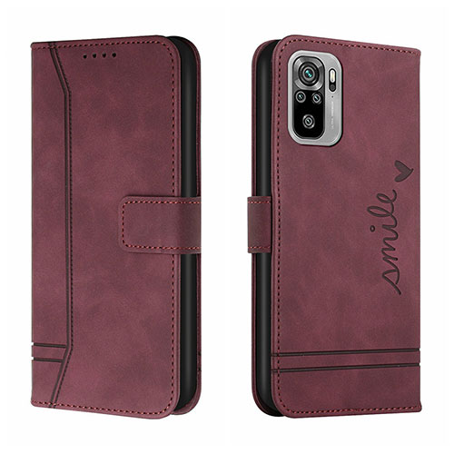 Leather Case Stands Flip Cover Holder H01X for Xiaomi Redmi Note 10S 4G Red