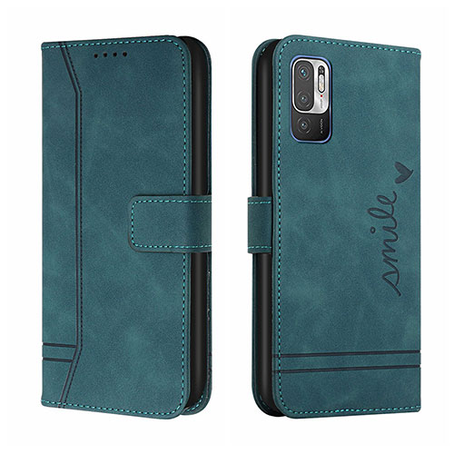 Leather Case Stands Flip Cover Holder H01X for Xiaomi Redmi Note 10T 5G Green
