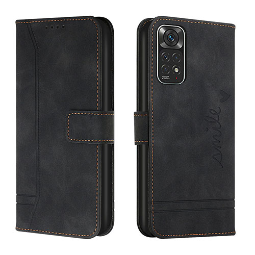 Leather Case Stands Flip Cover Holder H01X for Xiaomi Redmi Note 11 4G (2022) Black