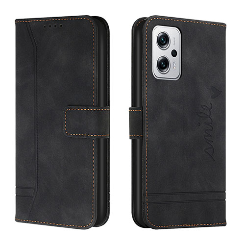 Leather Case Stands Flip Cover Holder H01X for Xiaomi Redmi Note 12T Pro 5G Black