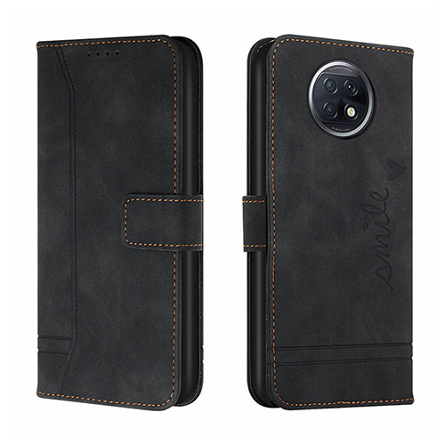 Leather Case Stands Flip Cover Holder H01X for Xiaomi Redmi Note 9 5G Black