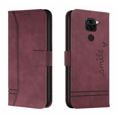 Leather Case Stands Flip Cover Holder H01X for Xiaomi Redmi Note 9 Red