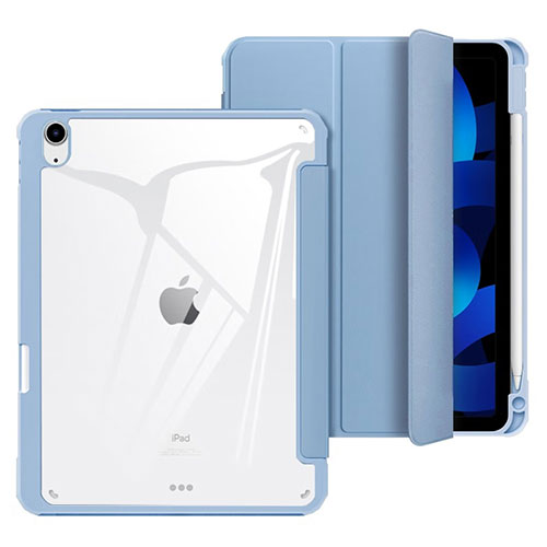 Leather Case Stands Flip Cover Holder H02 for Apple iPad Air 5 10.9 (2022) Blue