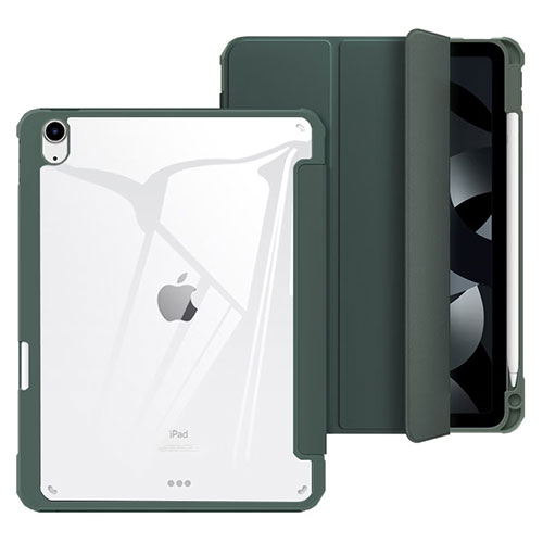 Leather Case Stands Flip Cover Holder H02 for Apple iPad Air 5 10.9 (2022) Green