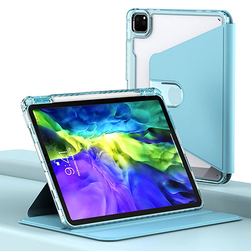 Leather Case Stands Flip Cover Holder H02 for Apple iPad Pro 11 (2020) Blue