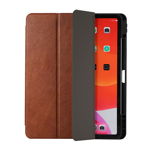 Leather Case Stands Flip Cover Holder H02 for Apple iPad Pro 12.9 (2021) Brown