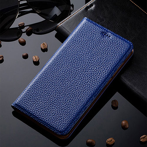 Leather Case Stands Flip Cover Holder H02P for Huawei Honor 100 5G Blue