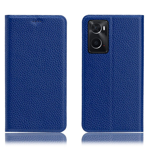 Leather Case Stands Flip Cover Holder H02P for Oppo A36 Blue