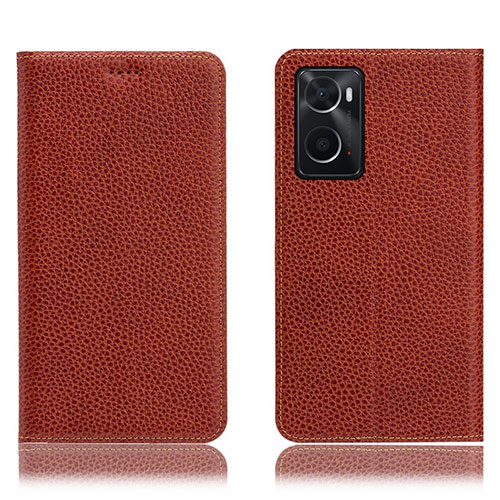 Leather Case Stands Flip Cover Holder H02P for Oppo A36 Brown