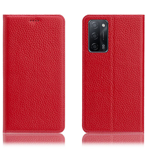 Leather Case Stands Flip Cover Holder H02P for Oppo A53s 5G Red