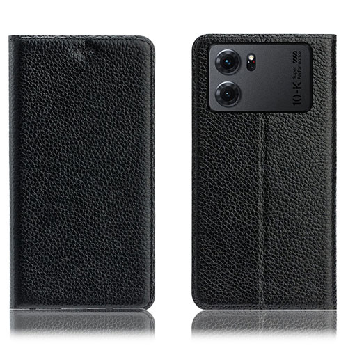 Leather Case Stands Flip Cover Holder H02P for Oppo K10 5G Black