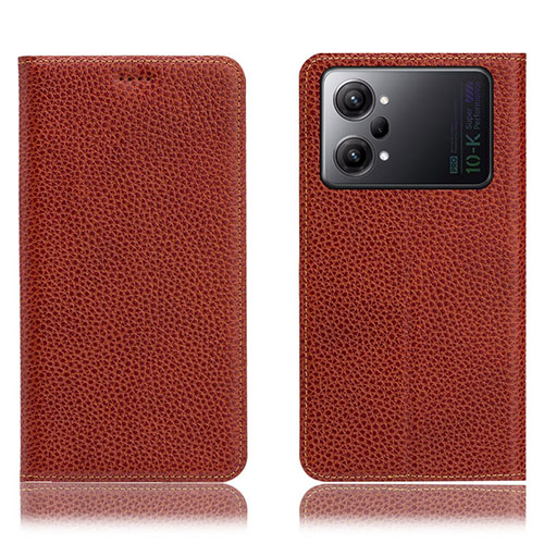 Leather Case Stands Flip Cover Holder H02P for Oppo K10 Pro 5G Brown