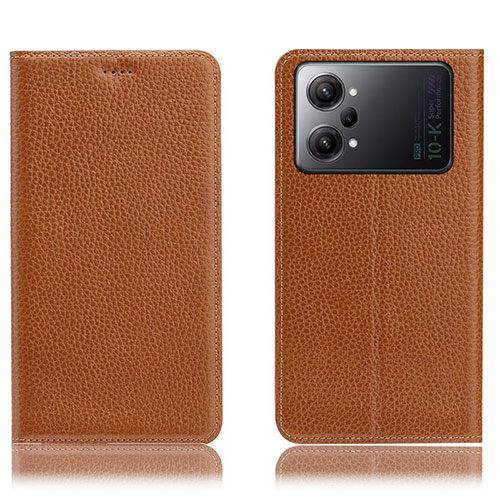 Leather Case Stands Flip Cover Holder H02P for Oppo K10 Pro 5G Light Brown