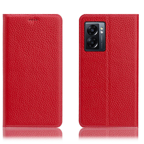 Leather Case Stands Flip Cover Holder H02P for Realme Narzo 50 5G Red