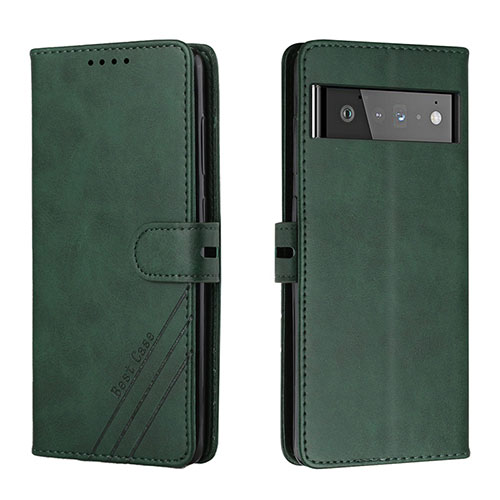 Leather Case Stands Flip Cover Holder H02X for Google Pixel 6 5G Green