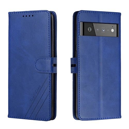 Leather Case Stands Flip Cover Holder H02X for Google Pixel 6 Pro 5G Blue