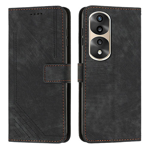 Leather Case Stands Flip Cover Holder H02X for Huawei Honor 70 Pro+ Plus 5G Black