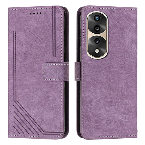 Leather Case Stands Flip Cover Holder H02X for Huawei Honor 70 Pro+ Plus 5G Purple