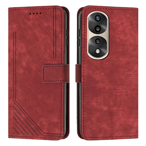 Leather Case Stands Flip Cover Holder H02X for Huawei Honor 70 Pro+ Plus 5G Red