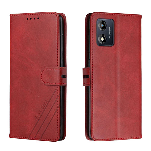 Leather Case Stands Flip Cover Holder H02X for Motorola Moto E13 Red