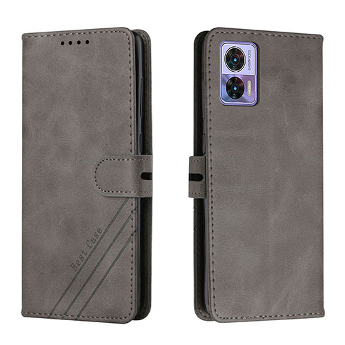 Leather Case Stands Flip Cover Holder H02X for Motorola Moto Edge 30 Lite 5G Gray