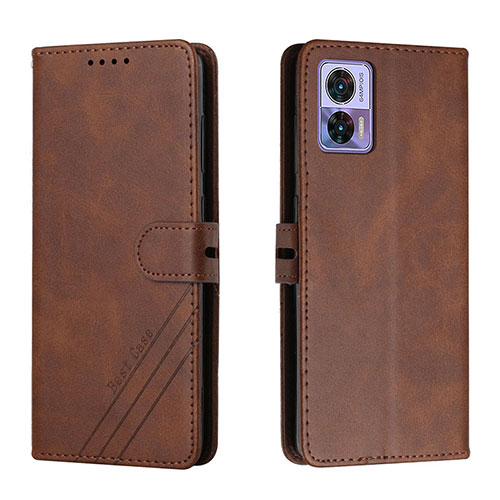 Leather Case Stands Flip Cover Holder H02X for Motorola Moto Edge 30 Neo 5G Brown