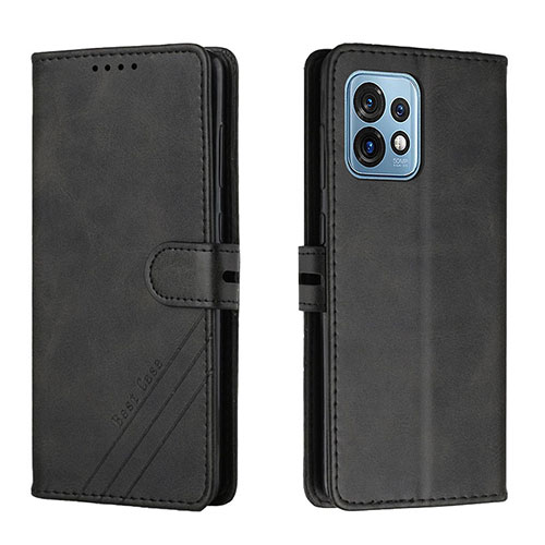 Leather Case Stands Flip Cover Holder H02X for Motorola Moto Edge 40 Pro 5G Black