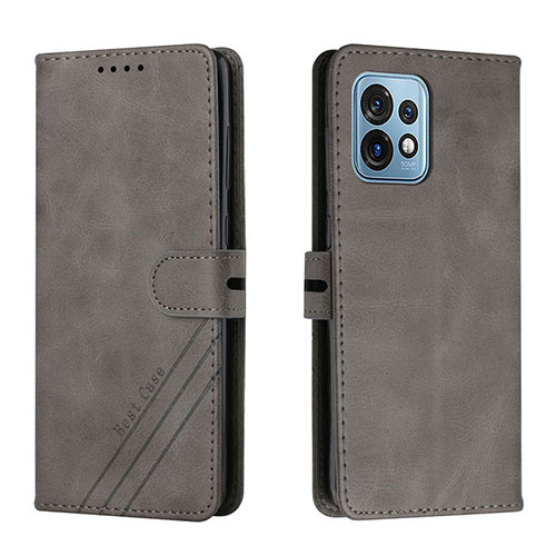 Leather Case Stands Flip Cover Holder H02X for Motorola Moto Edge Plus (2023) 5G Gray