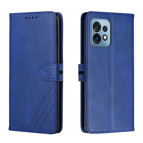 Leather Case Stands Flip Cover Holder H02X for Motorola Moto X40 5G Blue