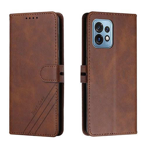 Leather Case Stands Flip Cover Holder H02X for Motorola Moto X40 5G Brown