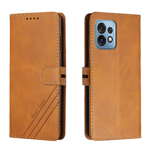 Leather Case Stands Flip Cover Holder H02X for Motorola Moto X40 5G Light Brown