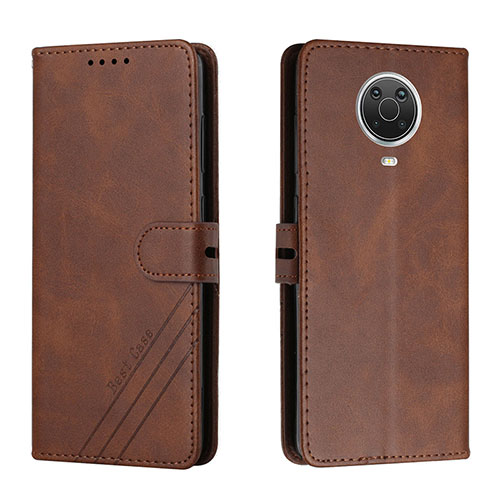 Leather Case Stands Flip Cover Holder H02X for Nokia G10 Brown