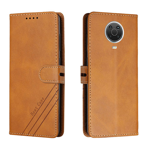 Leather Case Stands Flip Cover Holder H02X for Nokia G10 Light Brown