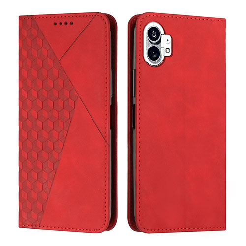 Leather Case Stands Flip Cover Holder H02X for Nothing Phone 1 Red