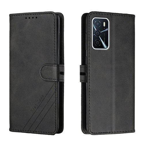 Leather Case Stands Flip Cover Holder H02X for Oppo A53s 5G Black