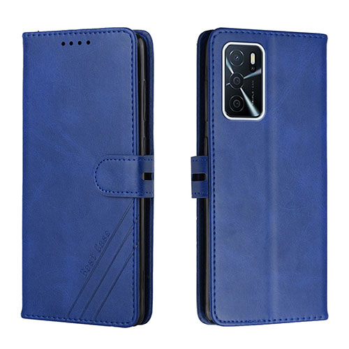 Leather Case Stands Flip Cover Holder H02X for Oppo A53s 5G Blue