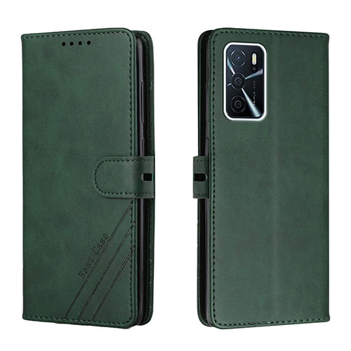 Leather Case Stands Flip Cover Holder H02X for Oppo A53s 5G Green