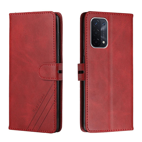 Leather Case Stands Flip Cover Holder H02X for Oppo A54 5G Red