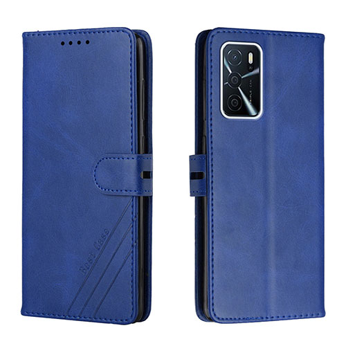 Leather Case Stands Flip Cover Holder H02X for Oppo A55 5G Blue