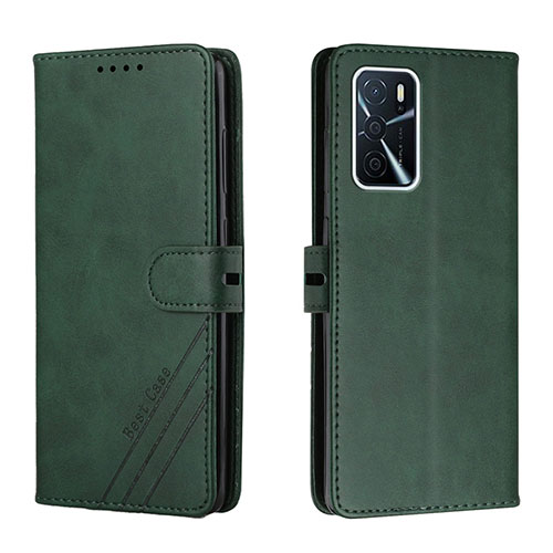 Leather Case Stands Flip Cover Holder H02X for Oppo A55 5G Green
